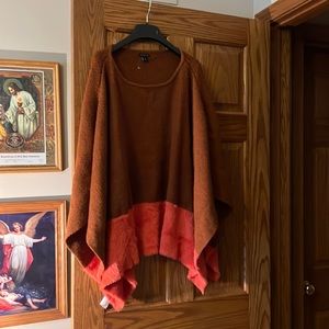 Brown and peach poncho